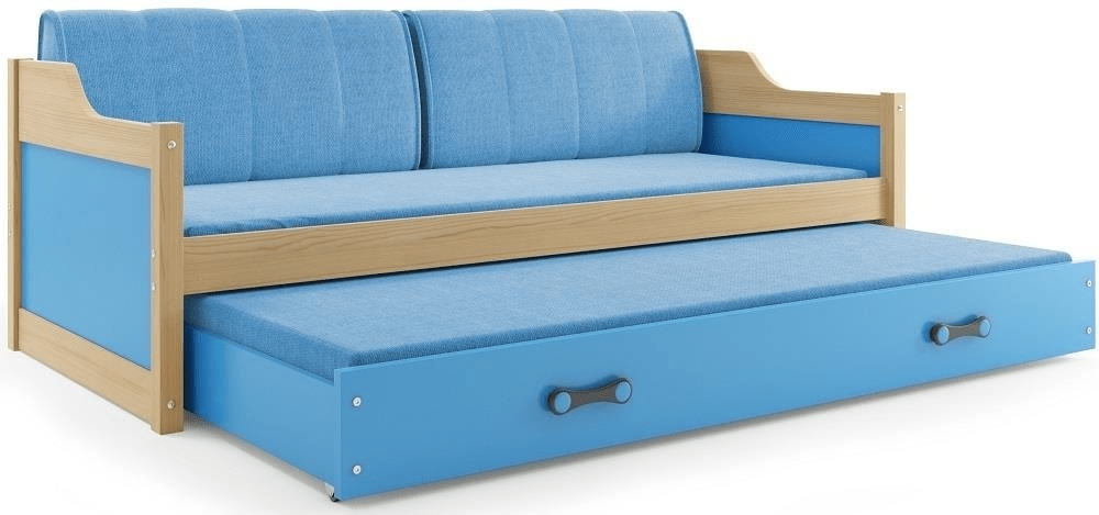 eoshop Detská posteľ s prístelkou DAVID 80x190 cm, borovica/modrá (Voľba matraca: Penový matrac)